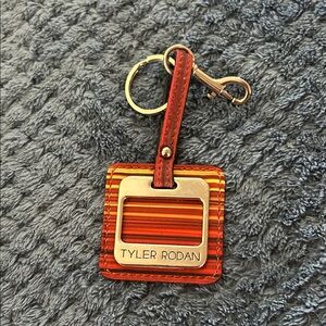 Tyler Rodan Red and Orange Striped Leather Key Fob